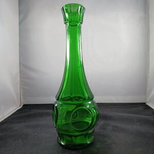 Vintage Emerald Green Tapered Vase Pressed Glass 9in Tall